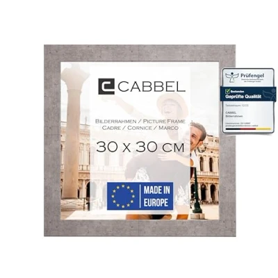 Afbeelding van CABBEL Fotolijst 30 x cm, grijs (beton), stabiele mdf houten lijst, onbreekbaar plexiglas, om op te hangen en neer zetten, ideaal voor foto&#039;s/afbeeldingen/collage