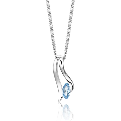 Afbeelding van Miore Zilveren Ketting met Blauwe Topaas Dames Halsketting 45cm