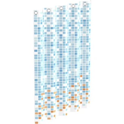 Afbeelding van Douchegordijn met mozaïek 200x180x0,2 cm blauw en oranje