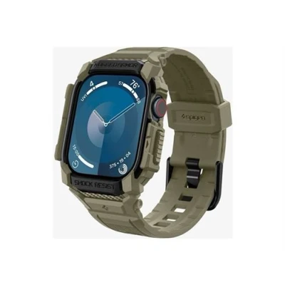 Image de Spigen Rugged Armor Pro Étui pour montre intelligente robuste polyuréthanne thermoplastique (TPU) kaki vintage Apple Watch Series 10 (GPS + Cellular) (46 mm), (GPS) mm)