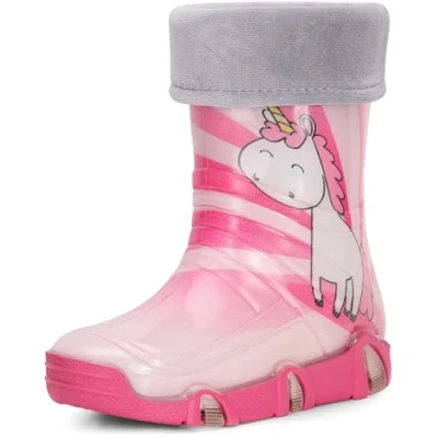 Afbeelding van Ladeheid Kinder Regenlaarzen Rubber Hoog PVC Waterdicht LA ZT Szuwarek2020 Roze eenhoorn 30 27/28