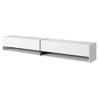 Afbeelding van Selsey Mirrgo RTV kast 200 cm wit met grafiet inzetstukken