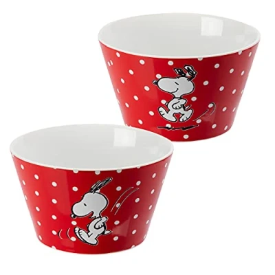 Afbeelding van The Peanuts Snoopy mueslikom, porselein, gestippeld, 500 ml, rood