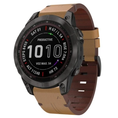 Afbeelding van Leren bandje Lichtbruin Garmin Approach S60 &amp; S62 / Instinct 2 (Solar)