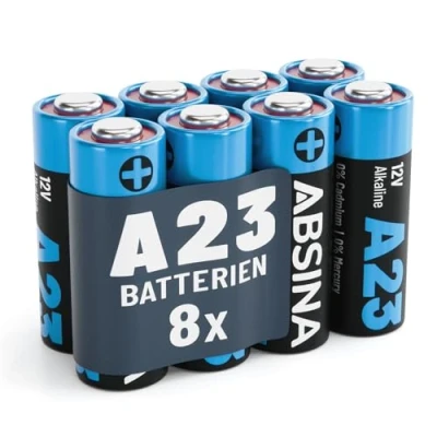 Afbeelding van ABSINA 8 stuks A23 batterijen voor garagedeuropener en nog veel meer 23 A 12 V alkaline batterij lekvrij lange levensduur A23S 12V 23A L1028