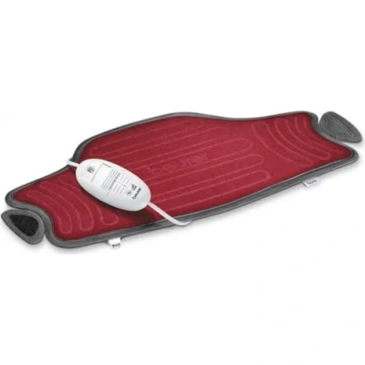 Afbeelding van Beurer HK 55 Easyfix Elektrisch Warmtekussen Heating pad Warmteband Voor nek, rug, buik, spieren 59 x 30 cm Snelle opwarming Automatische uitschakeling Velours Machinewasbaar 3 Jaar garantie Rood/grijs