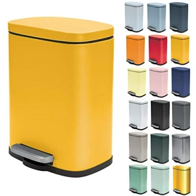 Afbeelding van Spirella Pedaalemmer Venice safraan geel 5 liter metaal L21 x H30 cm soft close toilet/badkamer