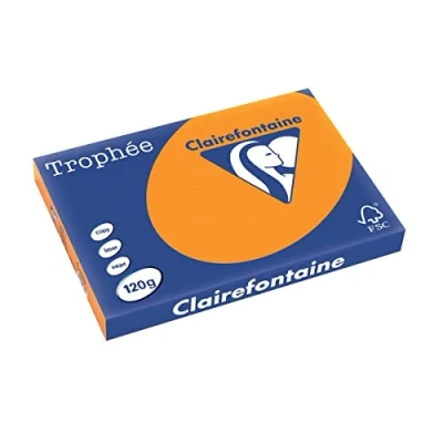 Afbeelding van Clairefontaine Trophée Intens, Gekleurd Papier, A3, 120 G, 250 Vel, Feloranje Papier