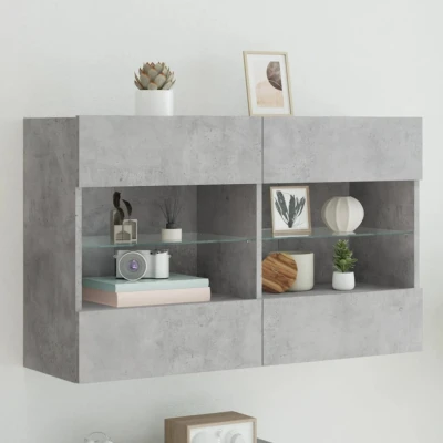 Afbeelding van Tv wandmeubel met LED verlichting 98,5x30x60,5 cm betongrijs