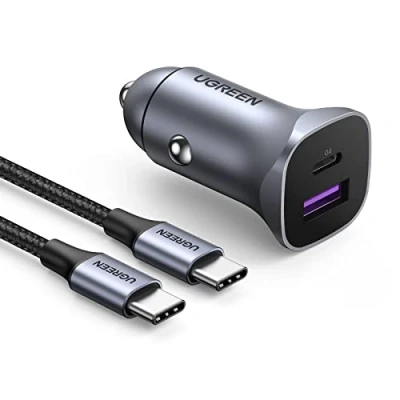 Afbeelding van UGREEN Autolader USB C 30 W PD QC 3.0 PPS met oplaadkabel sigarettenaansteker 12 V compatibel iPhone 15 Plus Pro Max 14 13 Galaxy S23 Ultra S22 S21 Pixel 7 6 iPad