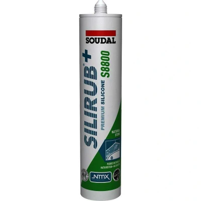 Afbeelding van Soudal Silirub+ S8800 Natuursteen Siliconekit Speciaal voor en Sanitair Kleur : Marmergrijs 310 ml