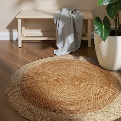 Afbeelding van Jute Vloerkleed Jutta Rond Crème Ø 100 Cm Home Collectie Dekbed Discounter.nl