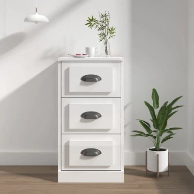 Afbeelding van Dressoir 36x35,5x67,5 cm bewerkt hout hoogglans wit