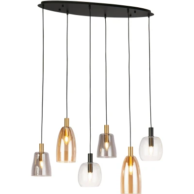 Afbeelding van Searchlight DIVINE Pendel Hanglamp 6 Lichts Metaal Zwart