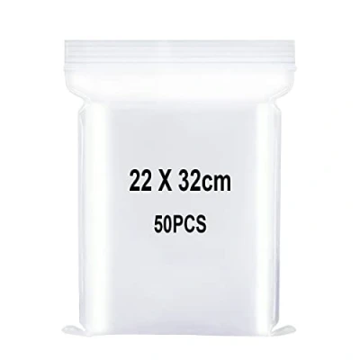 Afbeelding van Hersluitbare transparante plastic zakken, verzegelde zak, opbergtas, zak met sluiting, voor knutselbenodigdheden, opslag van kleding enz. 22 x 32 cm, 50 stuks
