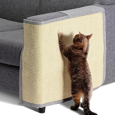 Afbeelding van Navaris katten krabmat Bescherming van meubels Voor banken en stoelen Krabbescherming de linkerkant Lichtgrijs