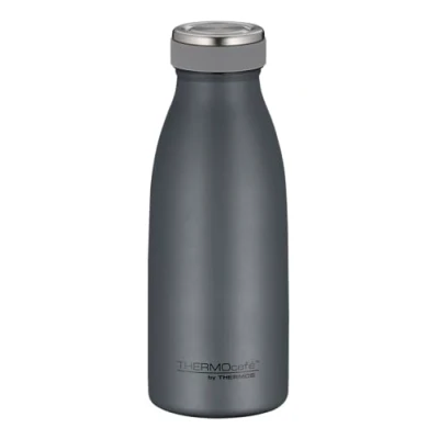 Afbeelding van THERMOcafé by THERMOS TC Bottle Bouteille isotherme en acier inoxydable résistant aux boissons gazeuses Gris graphite mat 0,35 l 12 h chaud 24 froid Anti fuite Pour l&#039;école, les déplacements et le