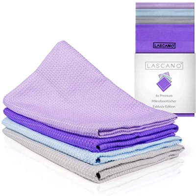 Afbeelding van theedoeken, microvezel, 4 delige set, 60 x 40 cm, streepvrije multifunctionele microvezeldoeken, voor de keuken, pluisvrij en absorberend, exclusieve editie