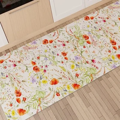 Afbeelding van PETTI Artigiani Italiani Keukentapijt, loper, keukenloper, antislip, wasbaar, 52 x 380 cm, bloemen 10, 100% Made in Italy