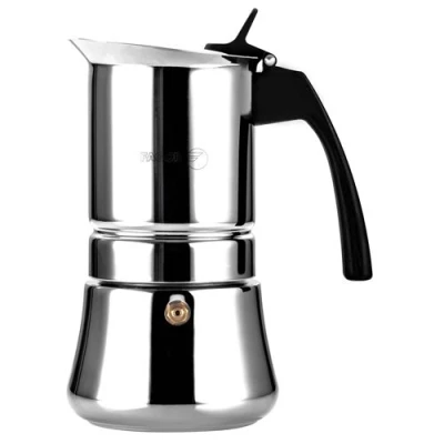 Image de Cafetière Expresso Italienne Induction Acier Inoxydable 6 Tasses de Café FAGOR Etnica Argent