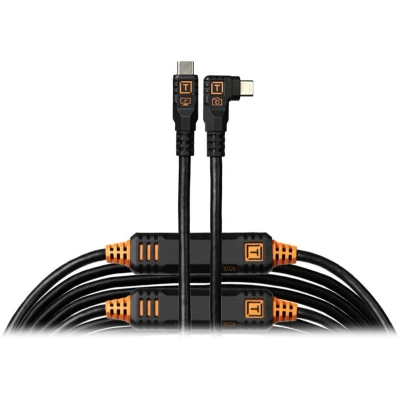 Afbeelding van Tether Tools TetherPro Optima 10G USB C, 31&quot;; (9.4m), straight to right black