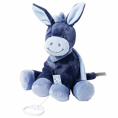 Afbeelding van Nattou 321051 muzikaal pluche dier ezel Alex, slaapliedje &quot;La Le Lu&quot;, hoogte: 28 cm, Alex en Bibou, blauw
