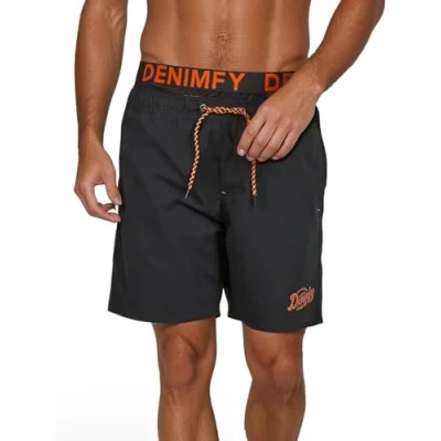 Afbeelding van DENIMFY Heren Short DFNeo bequem Zwart L Volwassenen Zwembroek Zwemshort