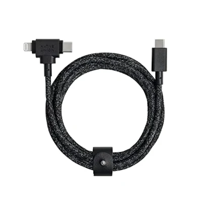 Afbeelding van Native Union Riemkabel Duo Ultrasterke gevlochten universele oplaadkabel van 1,5 m Gemaakt gerecyclede materialen MFi gecertificeerde 2 in 1 multi apparaat connectoren voor Lightning en