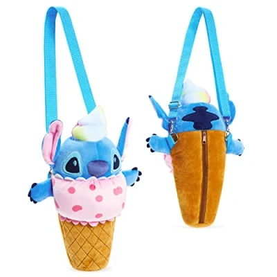 Afbeelding van Stitch pluche tas voor meisjes, schoudertas, verstelbare afneembare knuffel Stitch, blauw, Kawaii tas, tieners, dames, reizen, officiële accessoires