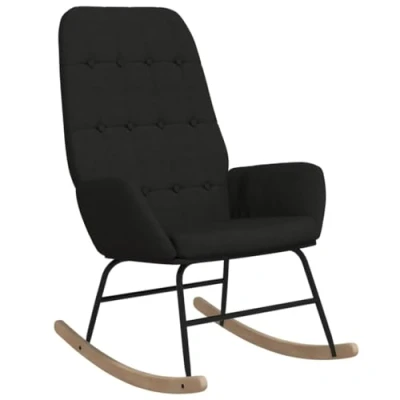 Image de vidaXL Chaise à bascule Noir Tissu