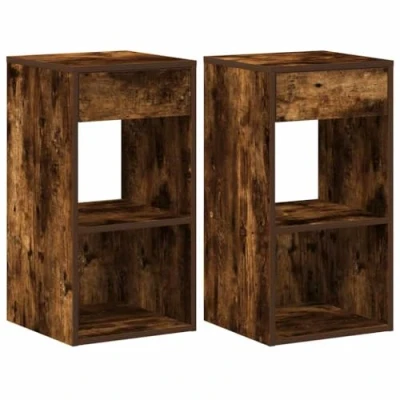 Afbeelding van vidaXL Nachtkastjes 2 st met lade 35x34x66,5 cm gerookt eikenkleurig
