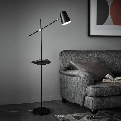 Afbeelding van Vloerlamp Linear met USB laadstation, zwart