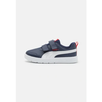 Afbeelding van Puma Courtflex V3 Unisex Hardloopschoenen competitie voor kinderen, Maat: 33, Navy/white/red Pu