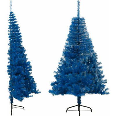 Afbeelding van Kunstkerstboom met standaard half 150 cm PVC blauw