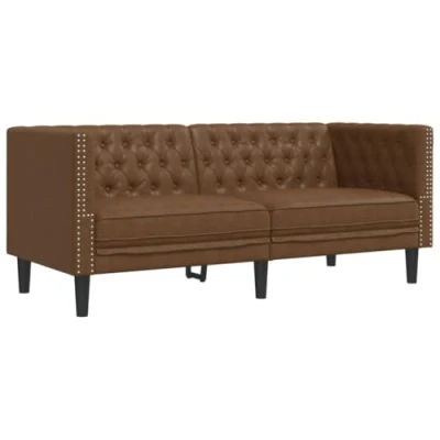 Afbeelding van vidaXL Tweezitsbank Chesterfield stijl kunstsuède bruin