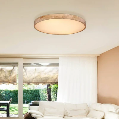 Afbeelding van Rainer LED plafondlamp, Ø 80 cm, houteffect, metaal, CCT