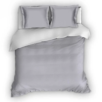 Afbeelding van Romanette Comtesse flanel dekbedovertrek Zilver/Wit Lits jumeaux (240x200/220 cm + 2 slopen)