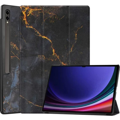 Afbeelding van iMoshion Tablet Hoes Geschikt voor Samsung Galaxy Tab S9 Ultra Design Trifold Bookcase Zwart /Black Marble