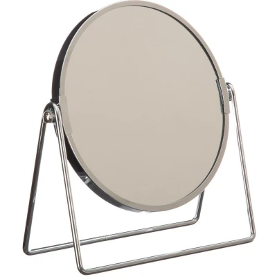 Afbeelding van Dubbele make up spiegel/scheerspiegel op voet 19 x 8 21 cm zilver Badkamer scheerspiegels standaard