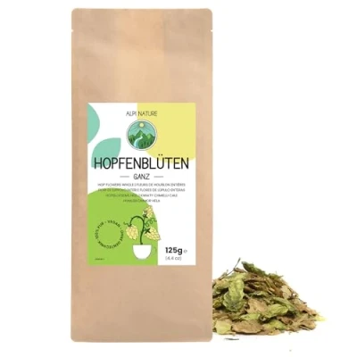 Afbeelding van Hele hop 125 g van Alpi Nature, Gedroogde Hopblaadjes, Humulus Lupulus, Losse Kruidenthee
