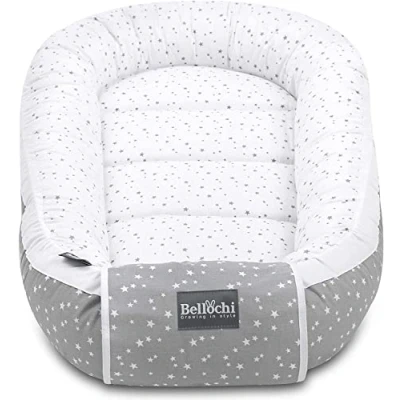 Afbeelding van Bellochi Babynestje Cocon voor Babybed Pasgeborenen OEKO TEX Gecertificeerd 100% Katoen 90x60x12cm Zacht En Veilig Babynest met Beschermende Randen Polaris