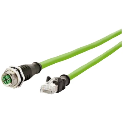 Afbeelding van Metz Connect 142M2X25010 M12 Netwerkkabel, patchkabel CAT 6A S/FTP 1.00 m Groen PUR mantel, Zuurbestendig, Ozonbestendig, UV bestendig, Geschikt voor