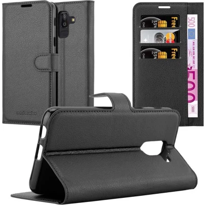 Afbeelding van Cadorabo Hoesje geschikt voor Samsung Galaxy J8 2018 in PHANTOM ZWART Beschermhoes met magnetische sluiting, standfunctie en kaartvakje Book Case Cover Etui