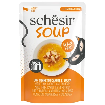 Afbeelding van Schesir Soup Kattenvoer Tonijn Wortel Pompoen 40 g