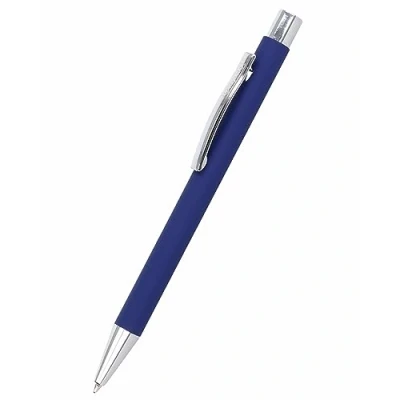 Afbeelding van Online Balpen van aluminium, verwisselbare grote vulling, schrijfkleur zwart, onuitwisbaar, klassiek blauw, met softtouch gevoel, zilveren metalen clip