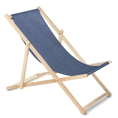 Afbeelding van GreenBlue strandstoel Houten ligstoel Beukenhout Drie verstelbare rugleuningposities Donker blauw
