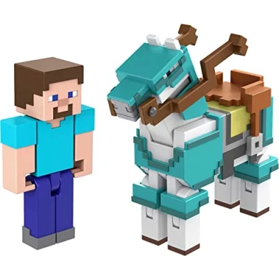 Image de Minecraft Steve Et Son Cheval En Diamant Figurines DAction
