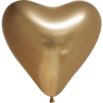 Afbeelding van Gouden hart ballonnen chroom 30cm 6 stuks