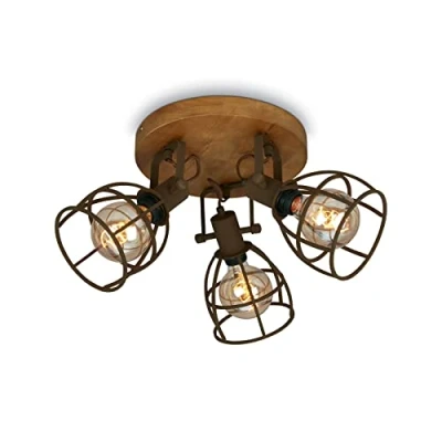 Afbeelding van BRILONER Spotlight Plafondspot Retro Draaibaar 3xE27 Ø29cm 25W Donkerbruin