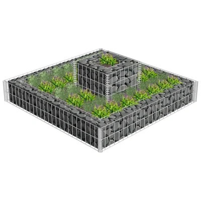Afbeelding van Gabion plantenbak 120x120x20 cm gegalvaniseerd staal